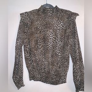 Leopard print long sleeve blouse top